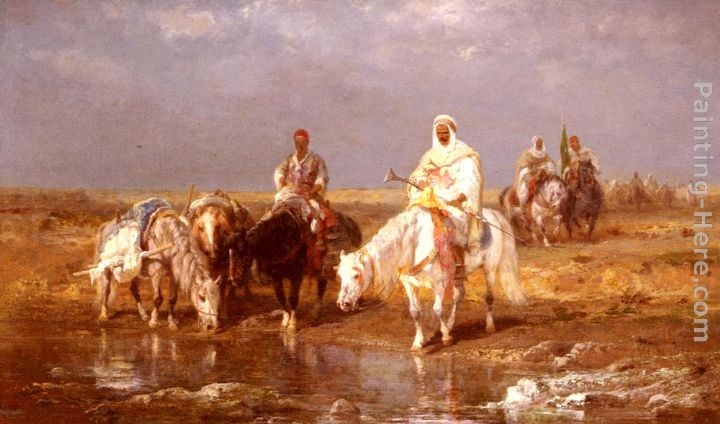 Adolf Schreyer Arabs Watering Their Horses